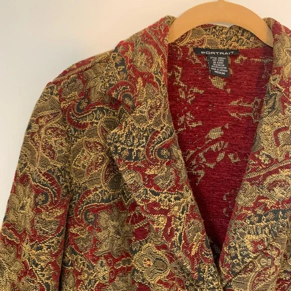 Vintage 90s Portrait Paisley Jaquard Tapestry Blazer - Picture 2 of 7